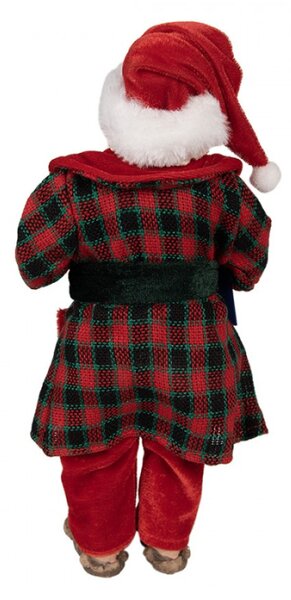 Figurka Santa Clause v domácím úboru s horkou čokoládou a knížkou – 28 cm
