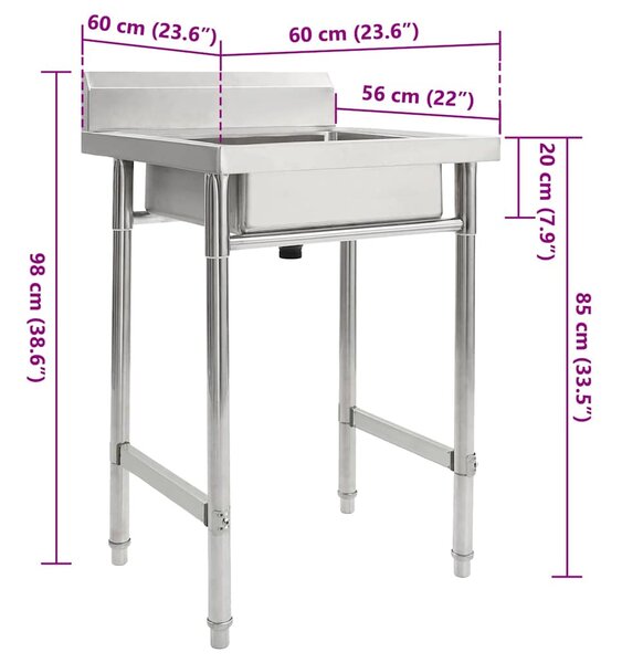 Kuchyňský dřez jednoduchý nerezová ocel 144290