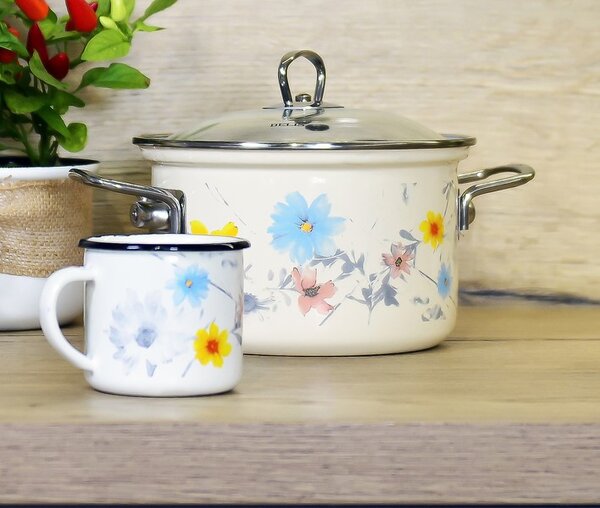 BELIS Smaltovaný hrnek ø 8 cm - 0.35 l bílý - MEADOW - 11008-039DC404
