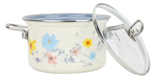 BELIS Smaltovaný hrnec se skleněnou poklicí ø 16 cm - 2 l - MEADOW - 41516-095DCDN5
