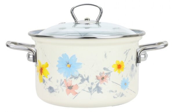 BELIS Smaltovaný hrnec se skleněnou poklicí ø 16 cm - 2 l - MEADOW - 41516-095DCDN5