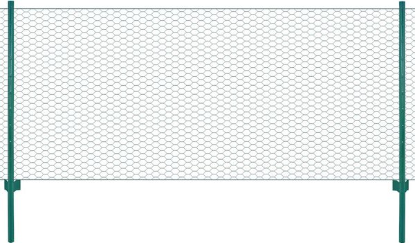 Drátěný plot se sloupky ocel 25 x 0,5 m zelený 144603