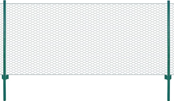 Drátěný plot se sloupky ocel 25 x 0,5 m zelený 144608