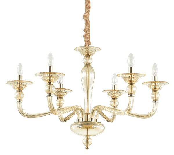 Závěsné svítidlo / Luster Ideal lux 159942 DANIELI SP6 AMBRA 6xE14 40W jantar