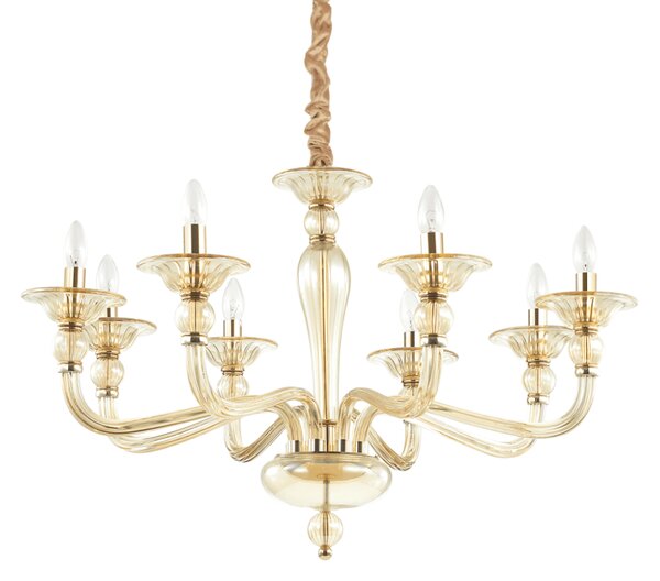 Závěsné svítidlo / Luster Ideal lux 159973 DANIELI SP8 AMBRA 8xE14 40W jantar
