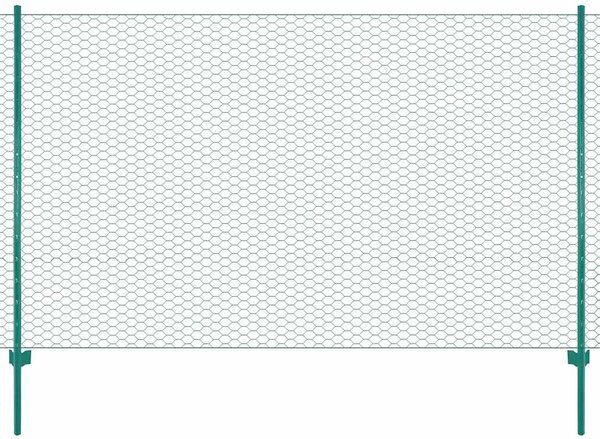 Drátěný plot se sloupky ocel 25 x 1,5 m zelený 144616
