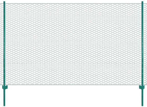 Drátěný plot se sloupky ocel 25 x 2 m zelený 144607