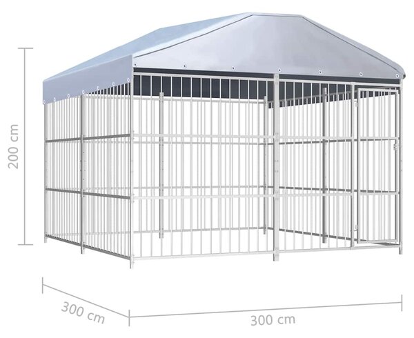 Venkovní psí kotec se střechou 300 x 300 x 200 cm 144625