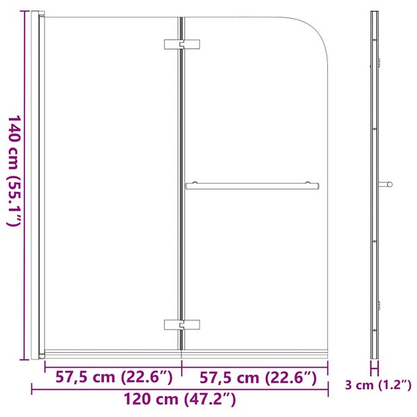 Skládací sprchový kout se 2 panely ESG 120 x 140 cm 144677