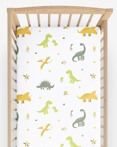 Goldea bavlněné napínací prostěradlo do dětské postýlky - dinosauří dobrodružství 60 x 120 cm