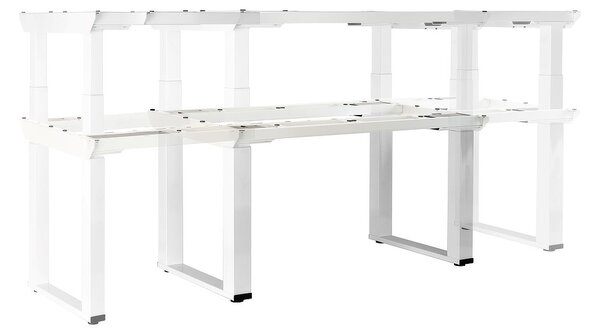 Výškově nastavitelný stůl OfficeTech Strong 240 x 80 cm, bílá podnož, bílý jasan