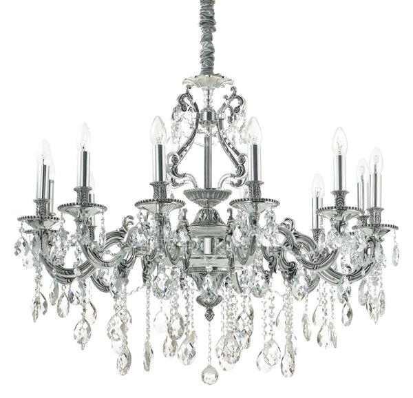 Závěsné svítidlo / Luster Ideal lux 164953 GIOCONDA SP12 Argenta 12xE14 40W stříbro