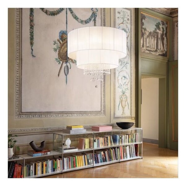 Závěsné svítidlo / Luster Ideal lux 165011 OPERA SP10 BIANCO 10xE27 60W chrom