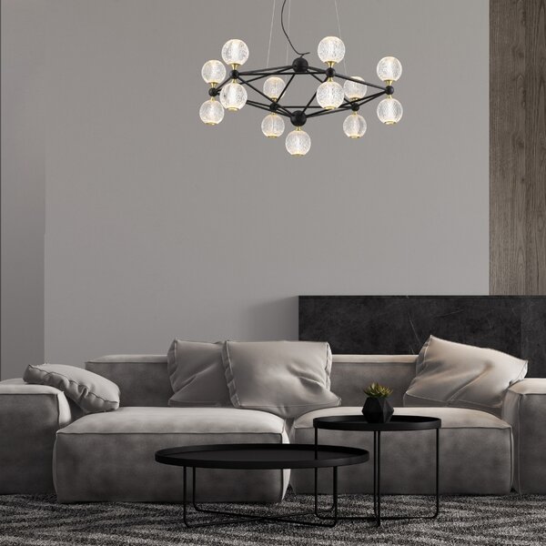 Černé závěsné světlo Nova Luce Belinda 89 cm