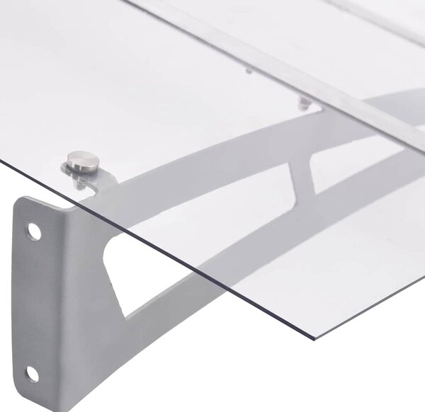 Vchodová stříška stříbrná a průhledná 120 x 90 cm polykarbonát 144828