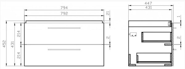 Cersanit - SET B348 LARA MILLE 80cm (SKŘÍŇKA + UMYVADLO), Bílá, S801-338-DSM