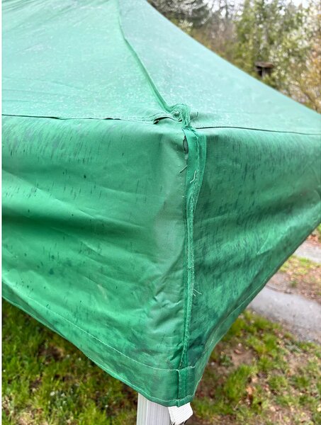 Střešní plachta pro nůžkový stan 3x4,5m ALU zelená, špatně šitá