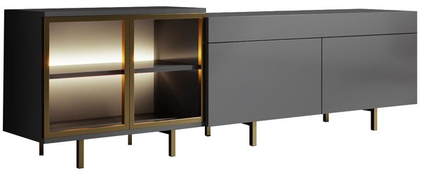 TV stolek/skříňka Vernera (antracit + zlatá)