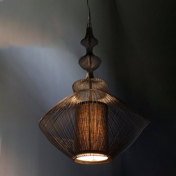 Závěsná svítidlo Forestier, Opium, stmívatelné, Černá, Obývací pokoj, Kov, Design