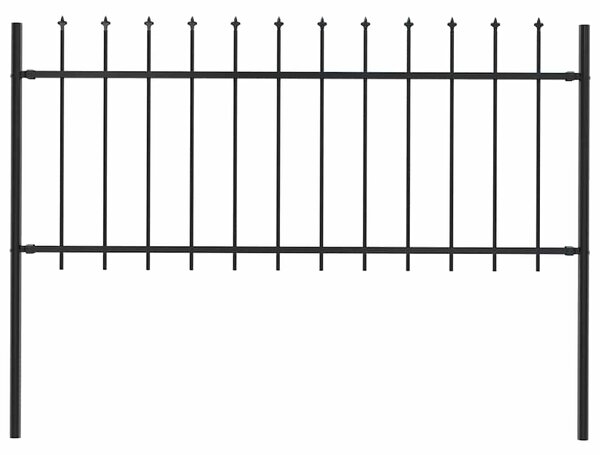 Zahradní plot Woerden s kopím nahoře ocelový 170 x 80 cm černý 144924