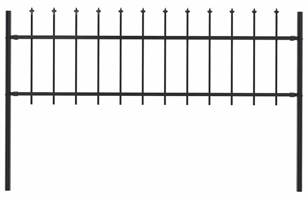Zahradní plot Woerden s kopím nahoře ocelový 170 x 60 cm černý 144923