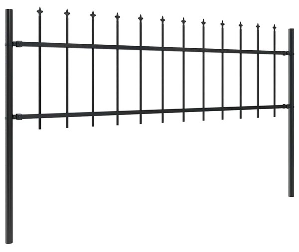 Zahradní plot Woerden s kopím nahoře ocelový 170 x 60 cm černý 144923