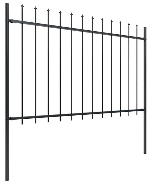 Zahradní plot s kopím nahoře ocelový 1005 x 120 cm černý 277625