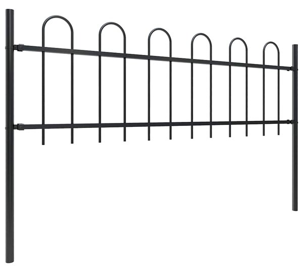 Zahradní plot BOXTEL s obručí nahoře ocelový 170 x 60 cm černý 144928