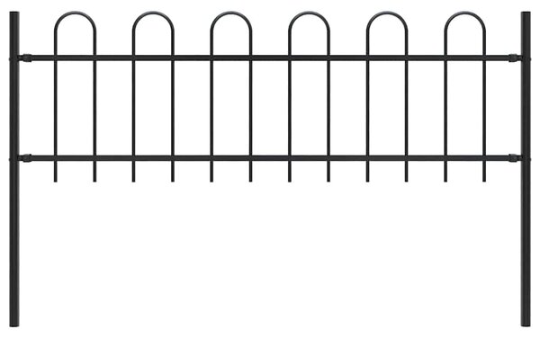 Zahradní plot BOXTEL s obručí nahoře ocelový 170 x 60 cm černý 144928