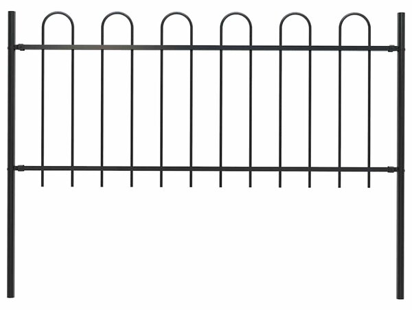 Zahradní plot BOXTEL s obloukem nahoře ocelový 170 x 100 cm černý 144930