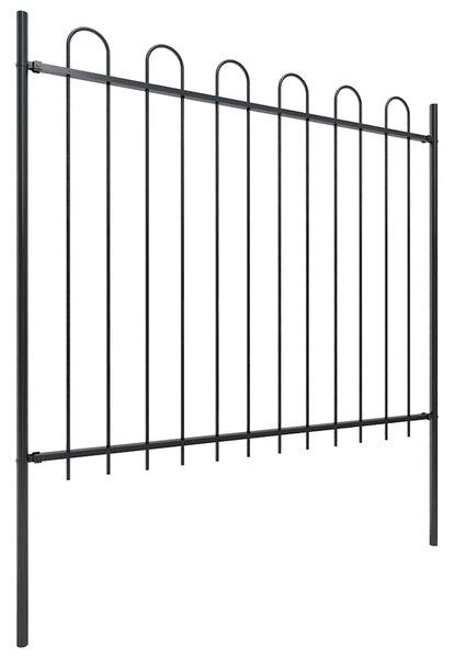 Zahradní plot BOXTEL s obloukem nahoře ocelový 170 x 150 cm černý 144932