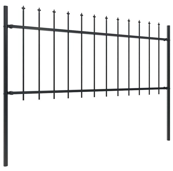 Zahradní plot Woerden s kopím nahoře ocelový 170 x 80 cm černý 144924