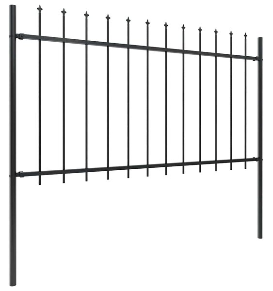 Zahradní plot s kopím nahoře ocelový 1339 x 100 cm černý 277618
