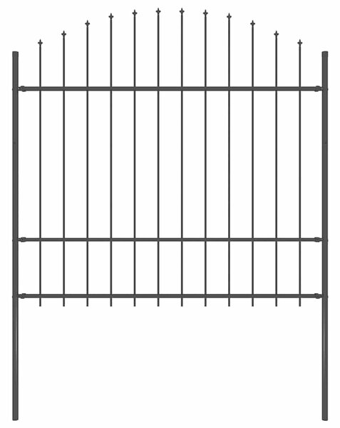 Zahradní plot Woerden s kopím nahoře ocelový 170 x 175 cm černý 144944