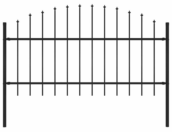 Zahradní plot Woerden s kopím nahoře ocelový 170 x 125 cm černý 144942