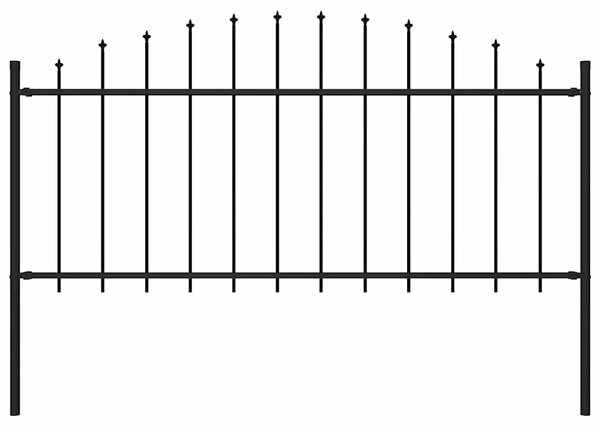 Zahradní plot Woerden s kopím nahoře ocelový 170 x 75 cm černý 144940