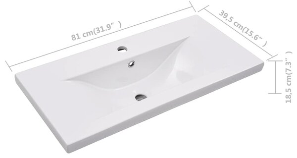 Zabudované umyvadlo 81 x 39,5 x 18,5 cm keramika bílé 145062