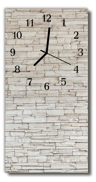 Skleněné hodiny vertikální Kamenná zeď béžová 30x60 cm