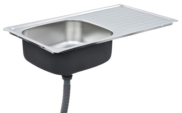 Kuchyňský dřez se sítkem a sifonem nerezová ocel 145073
