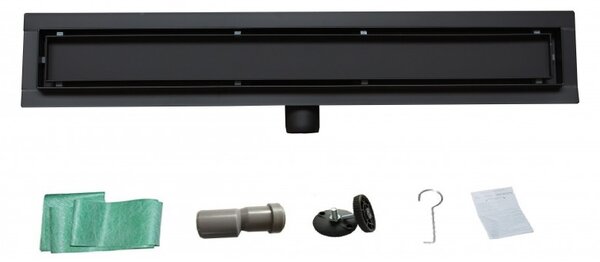 Mexen Flat nerezový sprchový žlab 80 cm, vzor M18, černá, 1723080-15