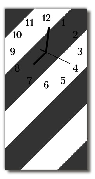 Skleněné hodiny vertikální  Umění Černé bílé pruhy 30x60 cm