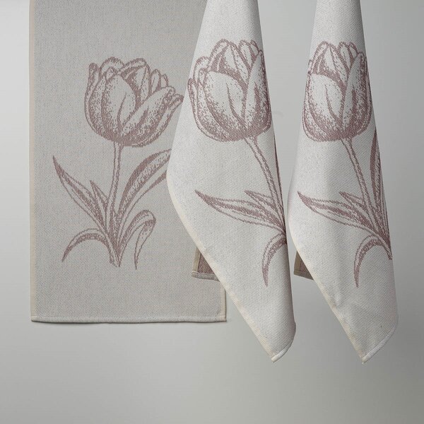Kuchyňská utěrka Veba ZARKA Tulipán bílohnědá Velikost: 35x58 cm