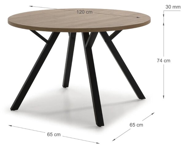 Dubový kulatý jídelní stůl Marckeric Beni 120 cm