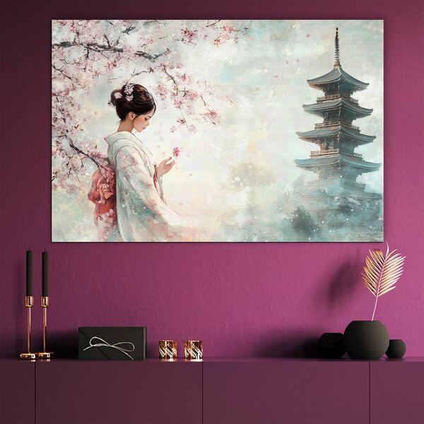 DUBLEZ | Dřevěný obraz - Japonská sakura | UV tisk, Premium