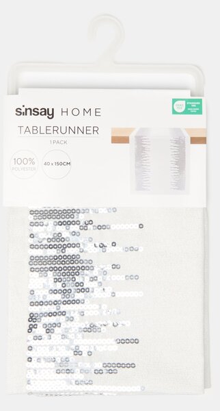 Sinsay - Běhoun na stůl s flitry - sříbrná