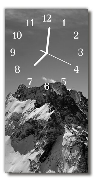 Skleněné hodiny vertikální Krajina Horský vrchol šedý 30x60 cm
