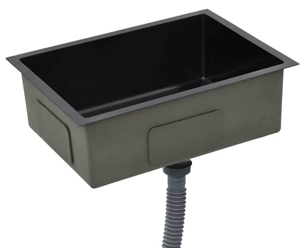 Ručně vyrobený kuchyňský dřez černý nerezová ocel 145084