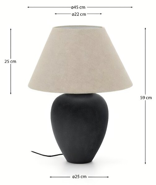 Černá keramická stolní lampa Kave Home Mercadal 59 cm
