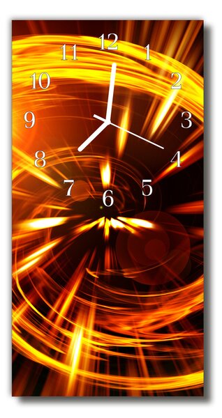 Skleněné hodiny vertikální  Zlaté oranžové abstrakce 30x60 cm