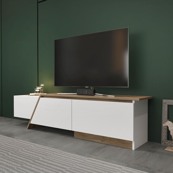 TV stolek/skříňka Zondas (bílá + ořech). Akce -15%